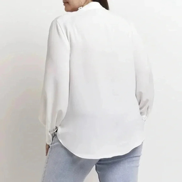 River Island White Long Sleeve Cutout Top Size 14 - Picture 3 of 13